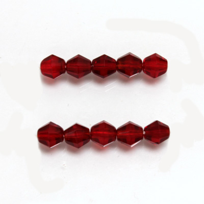 Czech Glass Fire Polished Bead - Bicone 06MM RUBY