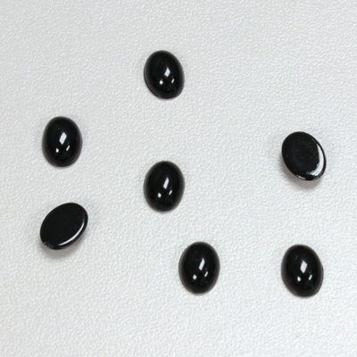 Plastic Flat Back Opaque Cabochon - Oval 08x6MM JET