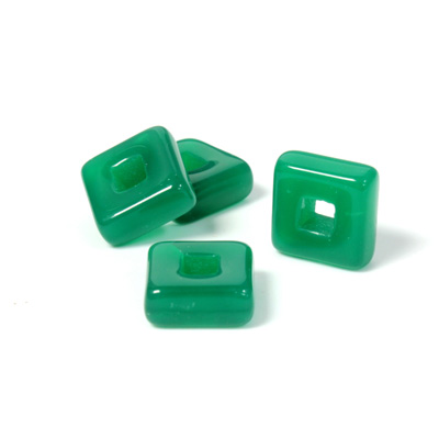 Czech Pressed Glass Rings and Connectors - Square 12x12MM CHRYSOPHRASE