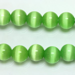 Fiber-Optic Synthetic Bead - Cat's Eye Smooth Round 10MM CAT'S EYE LT GREEN