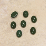 Glass Medium Dome Opaque Cabochon - Oval 08x6MM FOREST GREEN