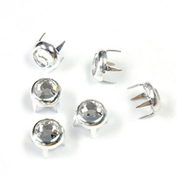 Preciosa Crystal Metal 4 Prong Rivet MC Chaton 20SS CRYSTAL-SILVER