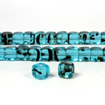 Czech Pressed Glass Bead - Cube 05x7MM BLUE TORTOISE