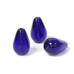 Czech Pressed Glass Bead - Smooth Pear 18x11MM COBALT