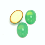 Glass Medium Dome Foiled Cabochon - Oval 18x13MM OPAL GREEN