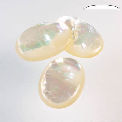 Shell Flat Back Cabochon - Oval 25x18MM WHITE MOP