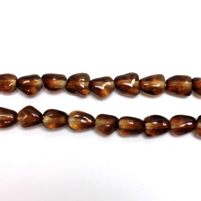Czech Pressed Glass Bead - Coated Baroque Nugget 7x4MM COATED BROWN-CRYSTAL 69012