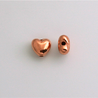 Metalized Plastic Smooth Bead - Heart 08MM COPPER