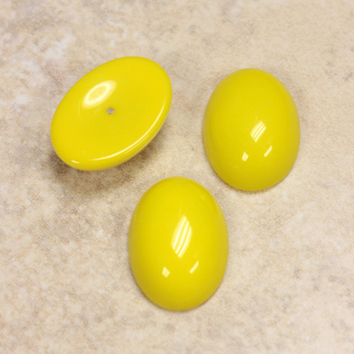 Glass Medium Dome Opaque Cabochon - Oval 18x13MM YELLOW