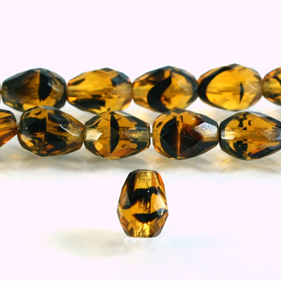 Czech Glass Fire Polish Bead - Pear 13x10MM TORTOISE