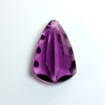 Plastic Pendant -Transparent Faceted Fancy Scalloped Edges 33x20MM AMETHYST