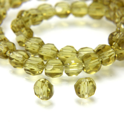 Chinese Cut Crystal Bead - Round Disc Side Drilled 04MM OLIVENE