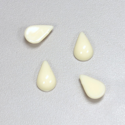 Plastic Flat Back Opaque Cabochon - Pear 13x8.5mm IVORY