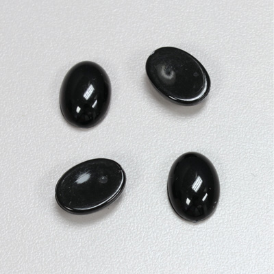 Plastic Flat Back Opaque Cabochon - Oval 14x10MM JET