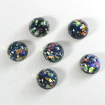 Glass Medium Dome Lampwork Cabochon - Round 09MM BLACK OPAL (00374)