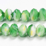 Chinese Cut Crystal Millefiori Bead - Rondelle 08x10MM GREEN
