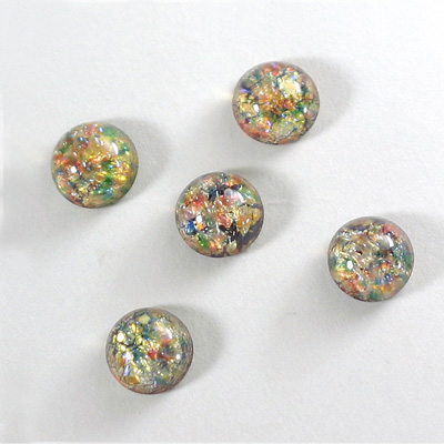 Glass Medium Dome Lampwork Cabochon - Round 09MM RED MULTI OPAL (02421)