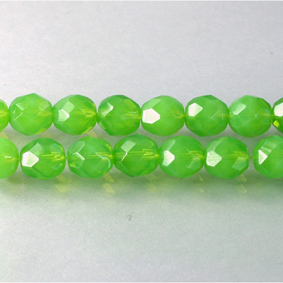 Czech Glass Fire Polish Bead - Round 08MM OPAL GREEN