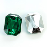 Plastic Point Back Foiled Stone - Cushion Octagon 25x18MM EMERALD