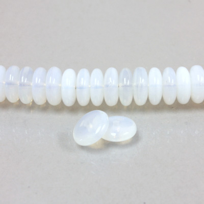 Czech Pressed Glass Bead - Smooth Rondelle 8MM WHITE OPAL