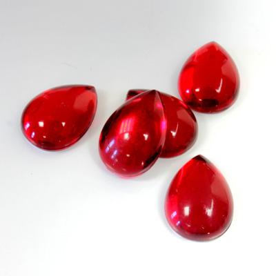 Plastic Flat Back Foiled Cabochon - Pear 14x10MM RUBY