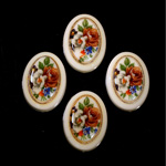 German Plastic Porcelain Decal Painting - Flower - Bouquet (2036) Oval 25x18MM IVORY