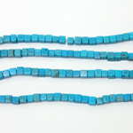 Gemstone Bead - Cube Smooth 04x4MM HOWLITE DYED TURQUOISE