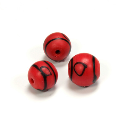 Indian Glass Lampwork Bead - Smooth Round 13MM MATTE RED