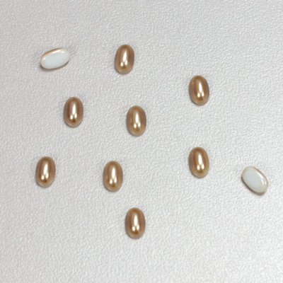 Glass Medium Dome Cabochon Pearl Spray Finish - Oval 06x4MM LT BROWN