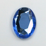 Glass Flat Back Rose Cut Faceted Foiled Stone - Oval 25x18MM LT SAPPHIRE