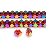 Cut Crystal Bead - Fancy Cut 6x6MM RUBY IRIS