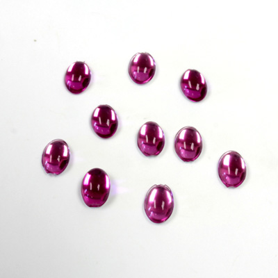 Plastic Flat Back Foiled Cabochon - Oval 06x4MM FUCHSIA