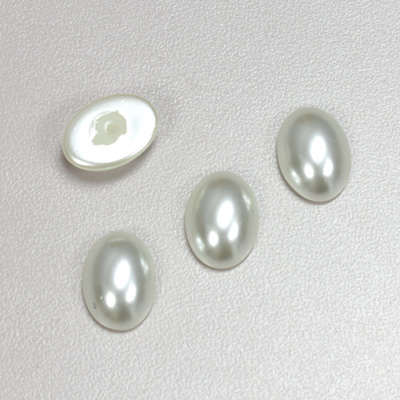 Glass Medium Dome Pearl Dipped Cabochon - Oval 14x10MM WHITE