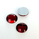 Plastic Flat Back Foiled Rose Cut Rhinestone - Round 15MM RUBY