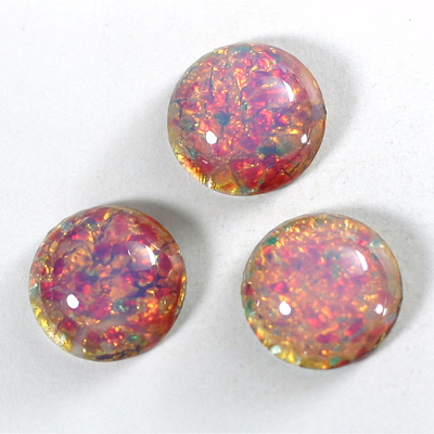 Glass Medium Dome Lampwork Cabochon - Round 18MM FIRE OPAL (01003)