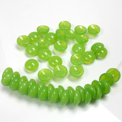 Preciosa Czech Pressed Glass Bead -2-Hole Bead - Piggy 04x8MM OPAL GREEN