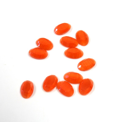 Fiber-Optic Flat Back Stone with Faceted Top and Table - Oval 06x4MM CAT'S EYE ORANGE
