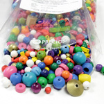Wood Bead Mix - 05MM-20MM ASSORTED Shapes COLORED DYED LACQUERED