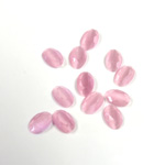 Fiber-Optic Flat Back Stone with Faceted Top and Table - Oval 06x4MM CAT'S EYE LT PINK