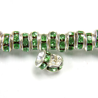 Czech Rhinestone Rondelle - Round Wavy 05MM PERIDOT-SILVER