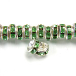 Czech Rhinestone Rondelle - Round Wavy 05MM PERIDOT-SILVER