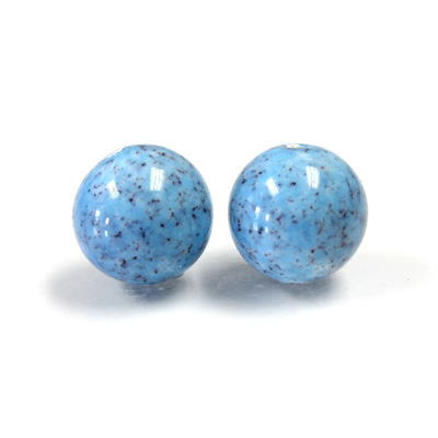 Czech Glass Lampwork Bead - Round 14MM TURQ MATRIX