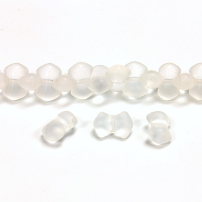 Czech Pressed Glass Bead - Smooth Bow 09x5MM MATTE CRYSTAL