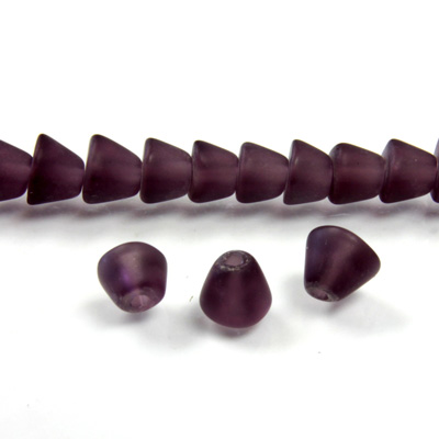 Glass Pressed Bead - Smooth Cone 06x7MM MATTE AMETHYST