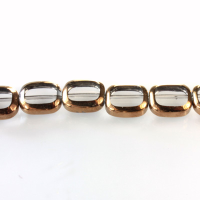 Glass Fire Polished Table Cut Window Bead - Cushion Antique 12x8MM CRYSTAL with METALLIC COATING