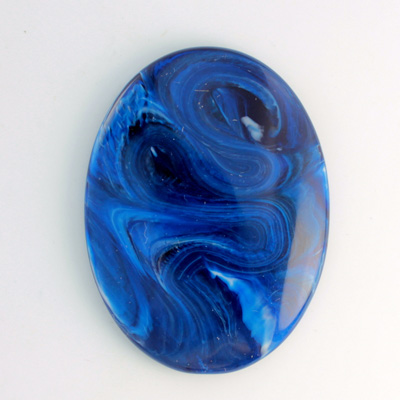 German Plastic Flat Back Buff Top Cabochon - Oval 40x30MM LAPIS MATRIX