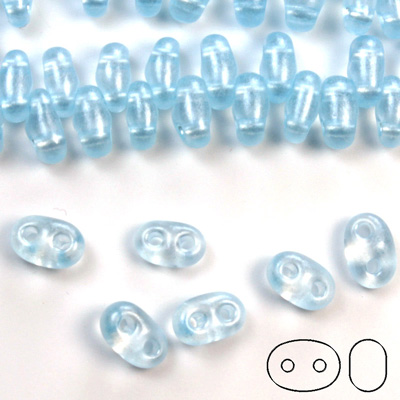 Preciosa Czech Glass 2-Hole Seed Bead - Twin 2.5x5MM CRYST- PearL LT BLUE 08136 Strung