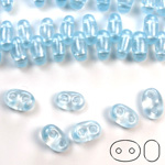 Preciosa Czech Glass 2-Hole Seed Bead - Twin 2.5x5MM CRYST- PearL LT BLUE 08136 Strung