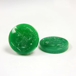Glass Flat Back Intaglio - Warrior Head Round 18MM  CHRYSOPHRASE Left Facing