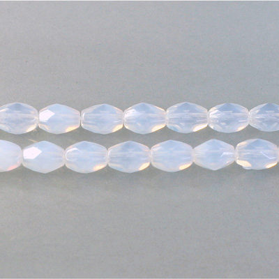 Czech Glass Fire Polish Bead - Oval 07x5MM WHITE OPAL